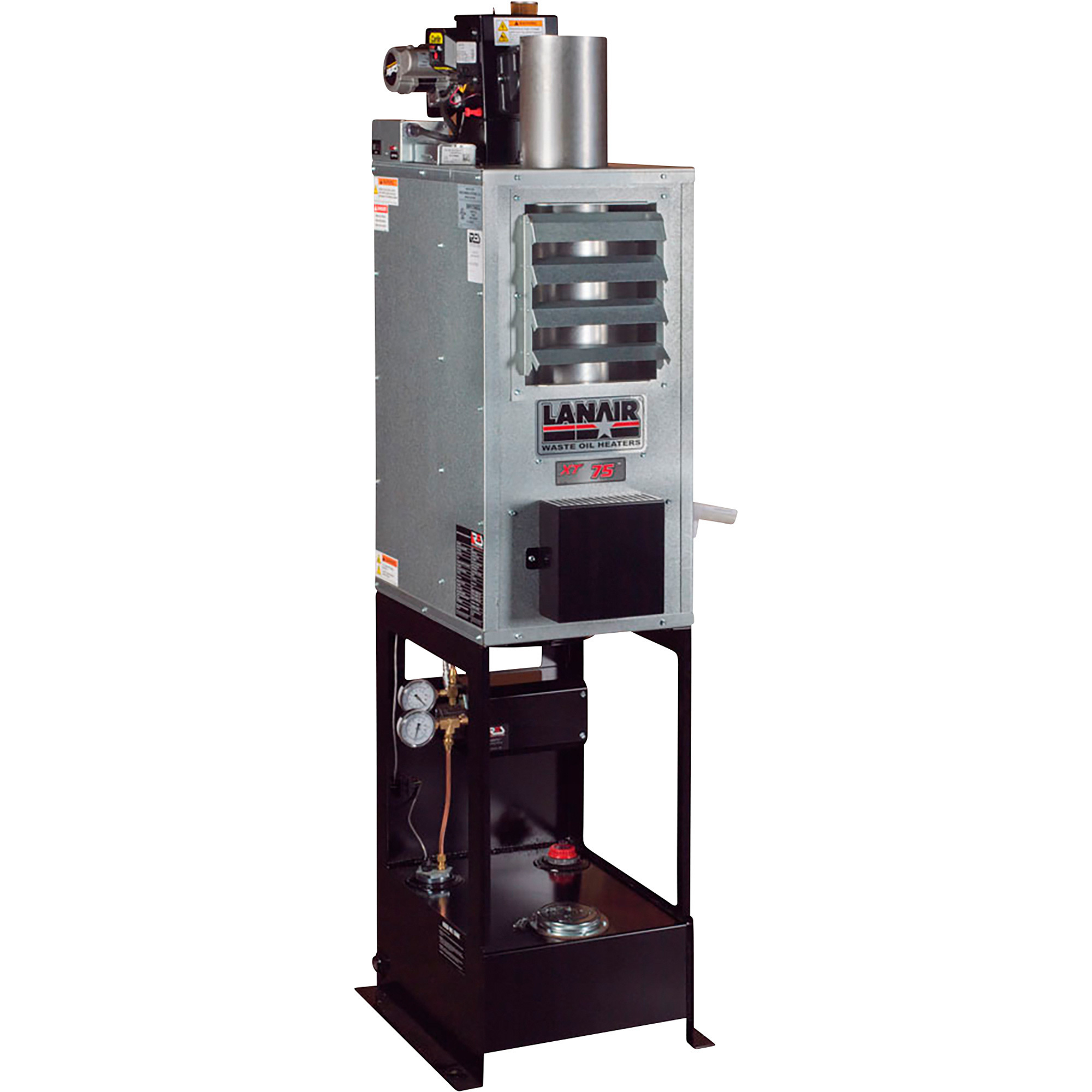 LANAIR Waste Oil Heater with 6in. Roof Chimney, 75,000 BTU, 10-Gallon Fuel Capacity, Model# XT75